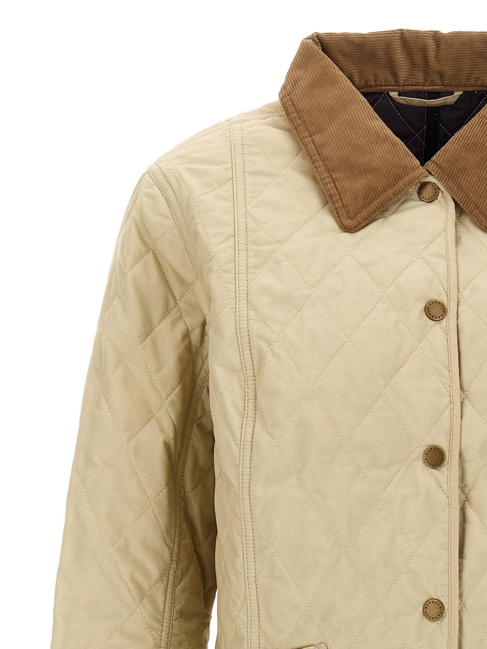 Barbour Liddesdale Quilted Utility Chore Jacket Brown Corduroy Collar size 10 - Picture 3 of 15